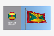 Grenada waving flag vector