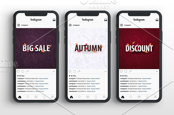 Autumn Sale banners with leaves in Instagram Templates - product preview 1