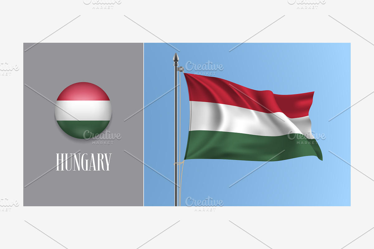 Hungary waving flag vector in Illustrations - product preview 8