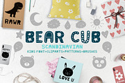 Bear cub Scandinavian kids font+MORE