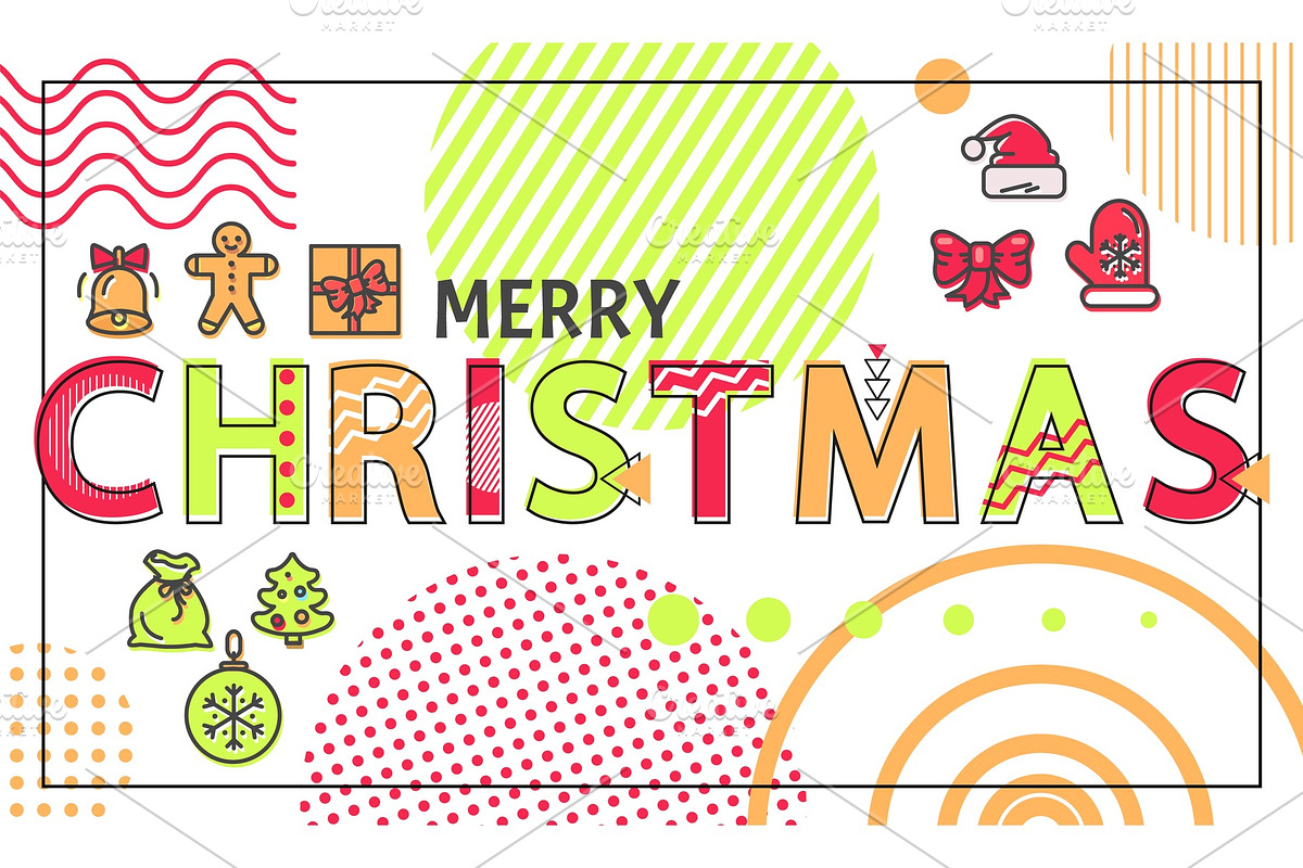 Merry Christmas Banner with Bright in Objects - product preview 8