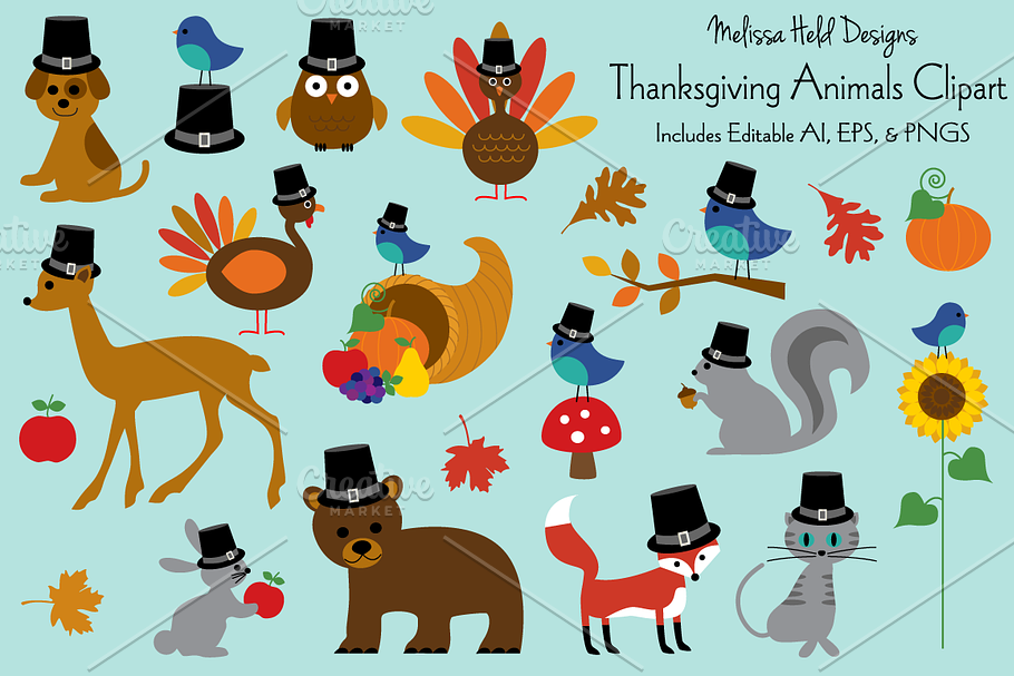 Thanksgiving Animals Clipart