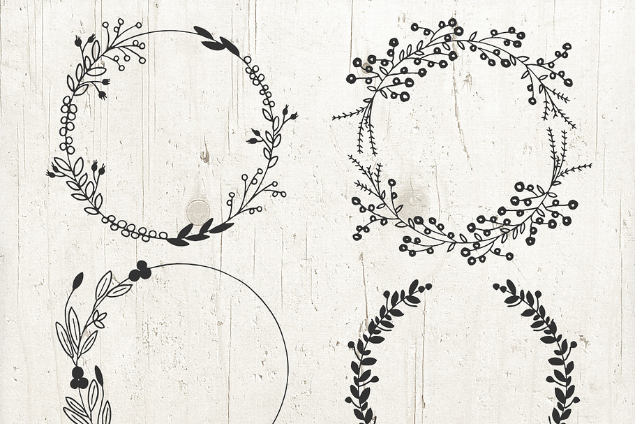 4 Monogram Floral Wreaths Vector SVG
