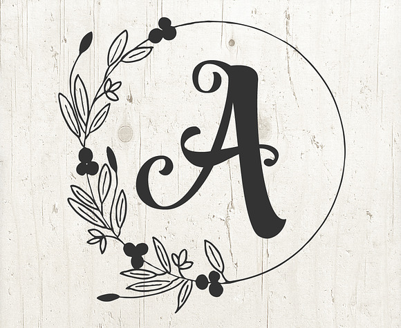 4 Monogram Floral Wreaths Vector SVG in Graphics - product preview 2
