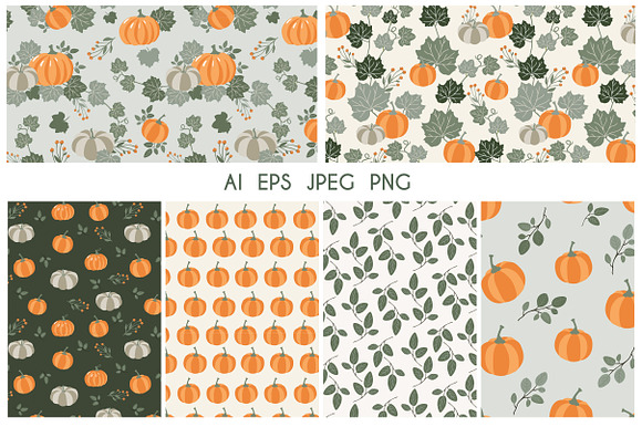 Autumn Pumpkins patterns set in Patterns - product preview 1