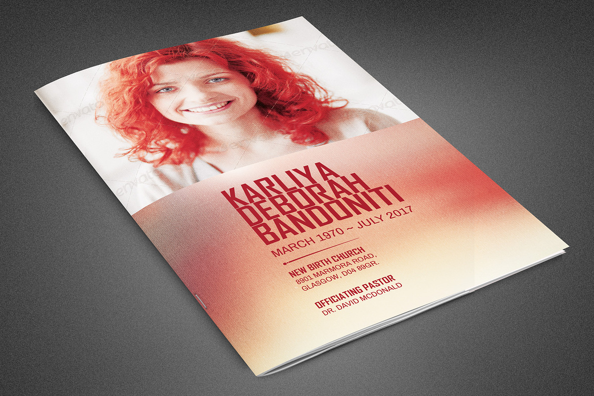 Treasured Funeral Program Template in Brochure Templates - product preview 8