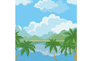 Seamless landscape, sea and palm