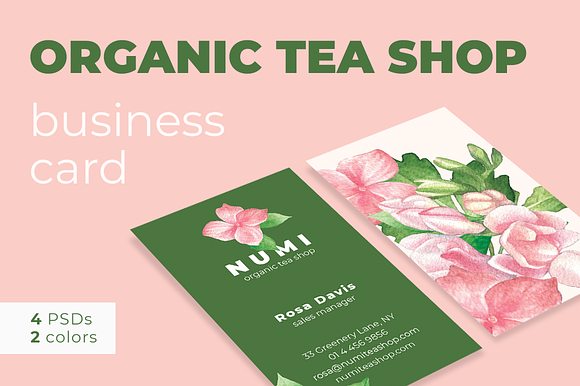 Organic Tea Shop Business Card in Business Card Templates - product preview 2