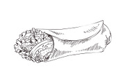 Burrito Monochrome Icon in Sketch