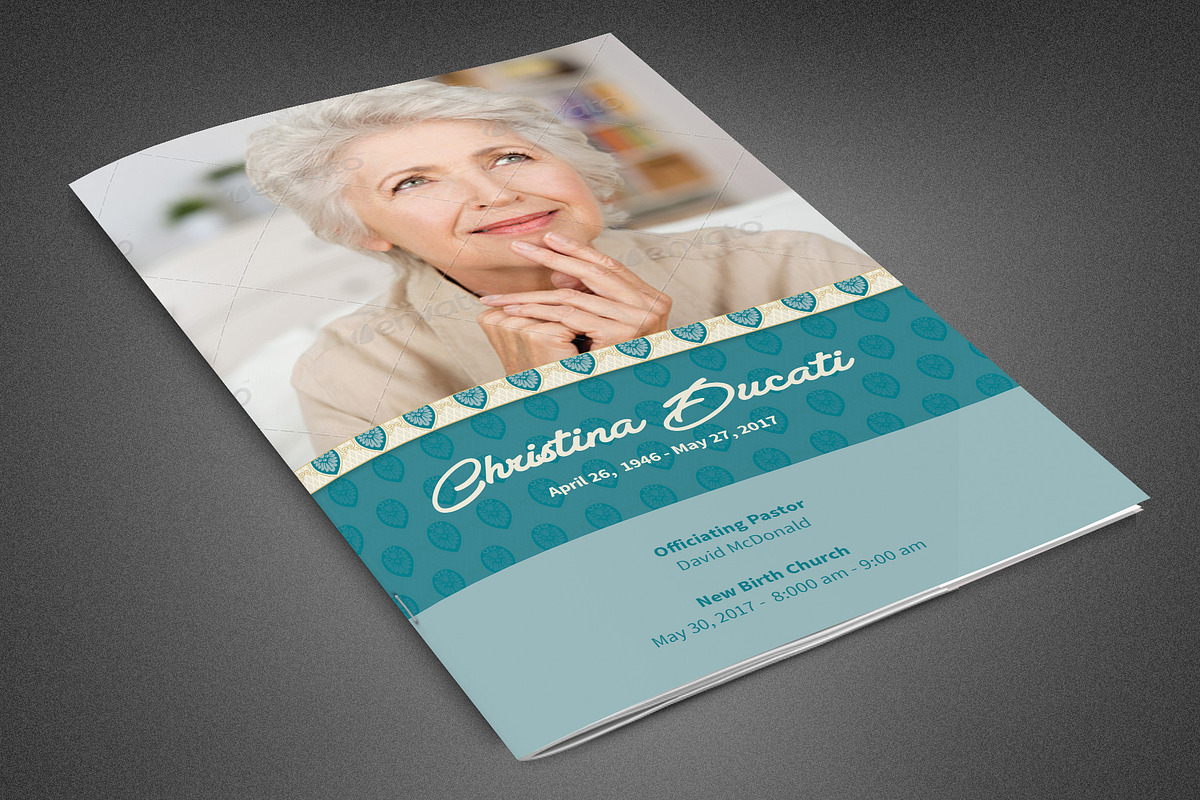 Ornate Funeral Program Template in Brochure Templates - product preview 8