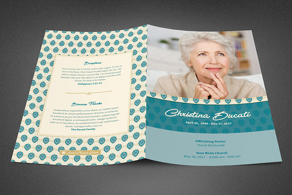 Ornate Funeral Program Template in Brochure Templates - product preview 4