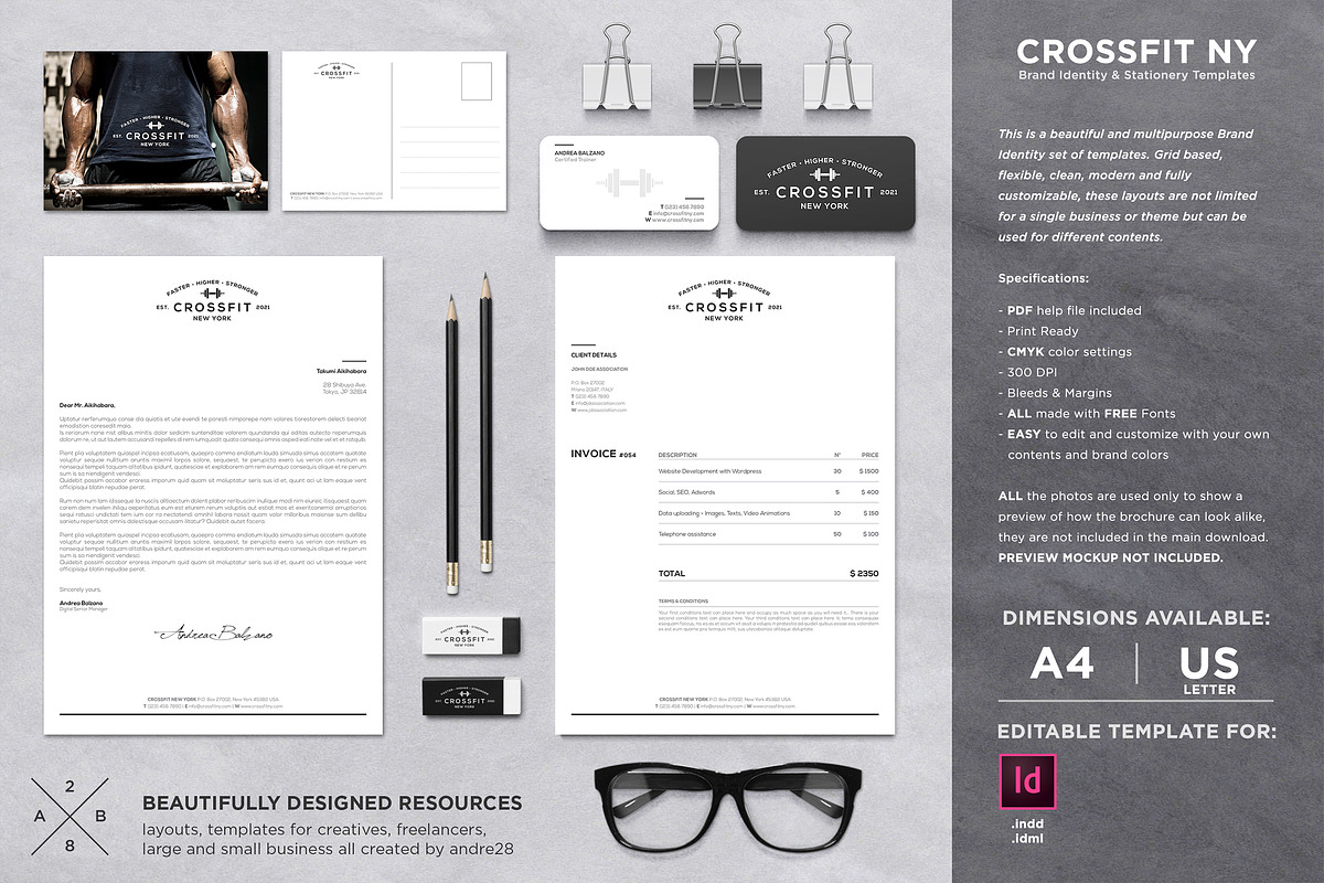 Crossfit Brand Identity Templates in Stationery Templates - product preview 8