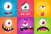 Cartoon monsters expressions set