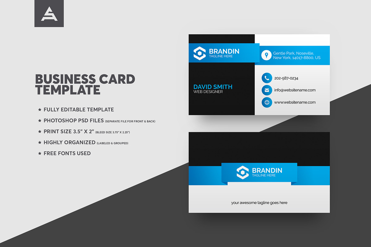 Simple Business Card Template in Business Card Templates - product preview 8