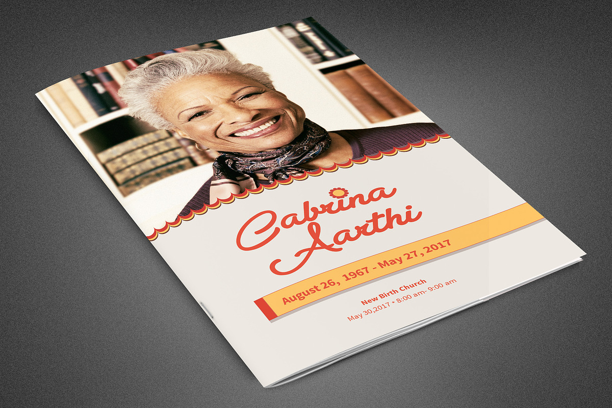 Delicate Funeral Program Template in Brochure Templates - product preview 8