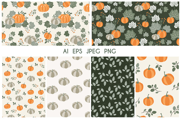 Autumn Pumpkins patterns set in Patterns - product preview 4