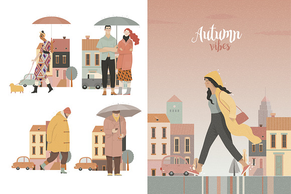 Rain people, vector illustrations in Illustrations - product preview 3