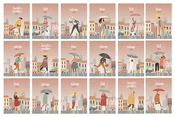 Rain people, vector illustrations in Illustrations - product preview 4