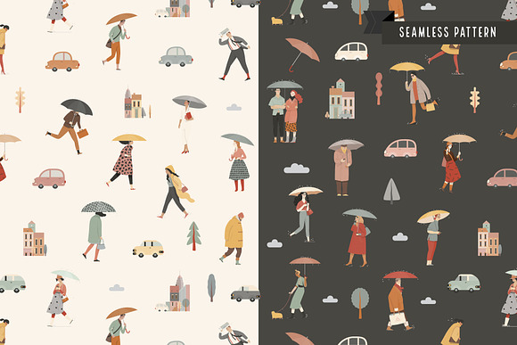 Rain people, vector illustrations in Illustrations - product preview 5