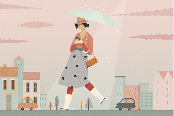 Rain people, vector illustrations in Illustrations - product preview 6