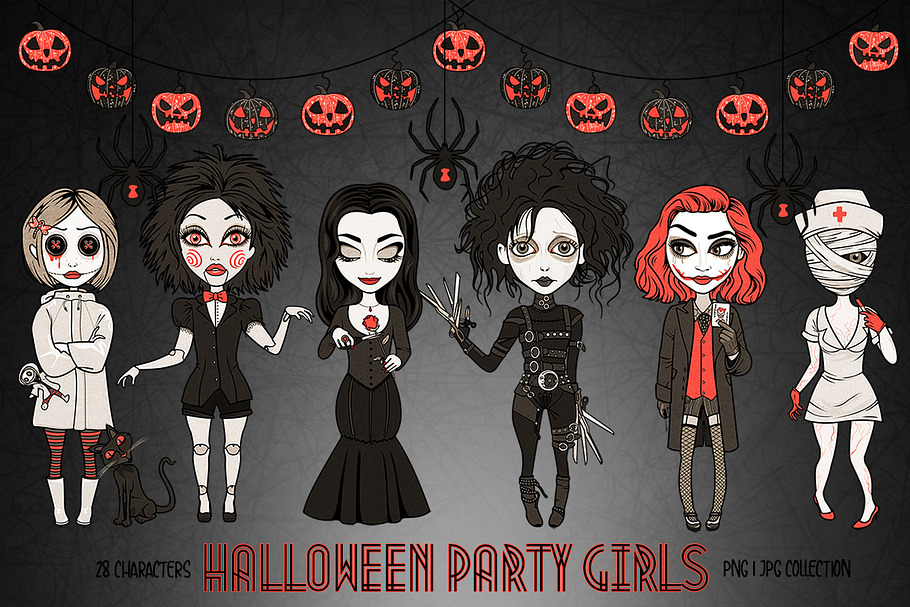 Halloween Costumes Party Girls Set in Illustrations - product preview 8