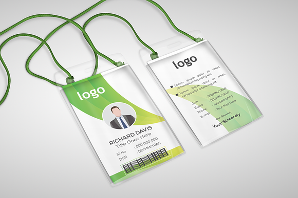 Modern Green ID Card Template in Card Templates - product preview 1