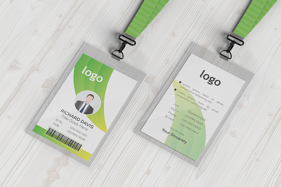 Modern Green ID Card Template in Card Templates - product preview 2