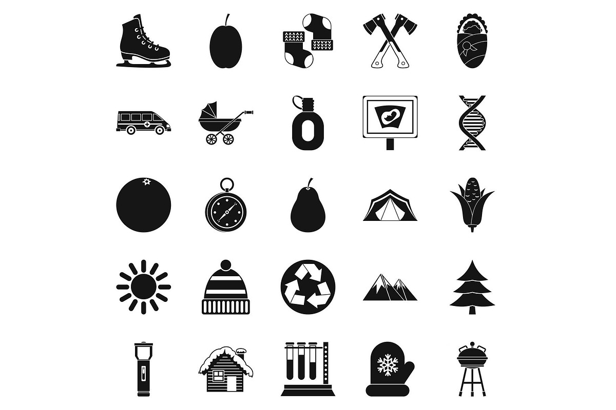 Kid camp icons set, simple style in Illustrations - product preview 8