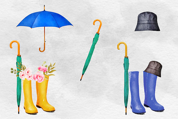 Watercolor Rain Boots Clipart in Graphics - product preview 2