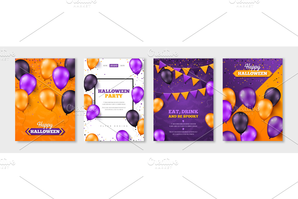 Happy Halloween balloon posters in Illustrations - product preview 8