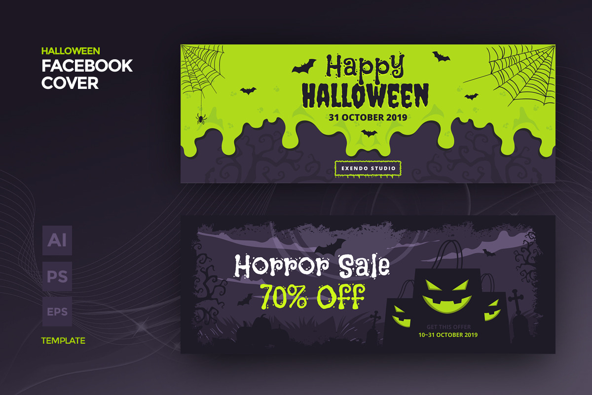Halloween Facebook Cover Template in Facebook Templates - product preview 8