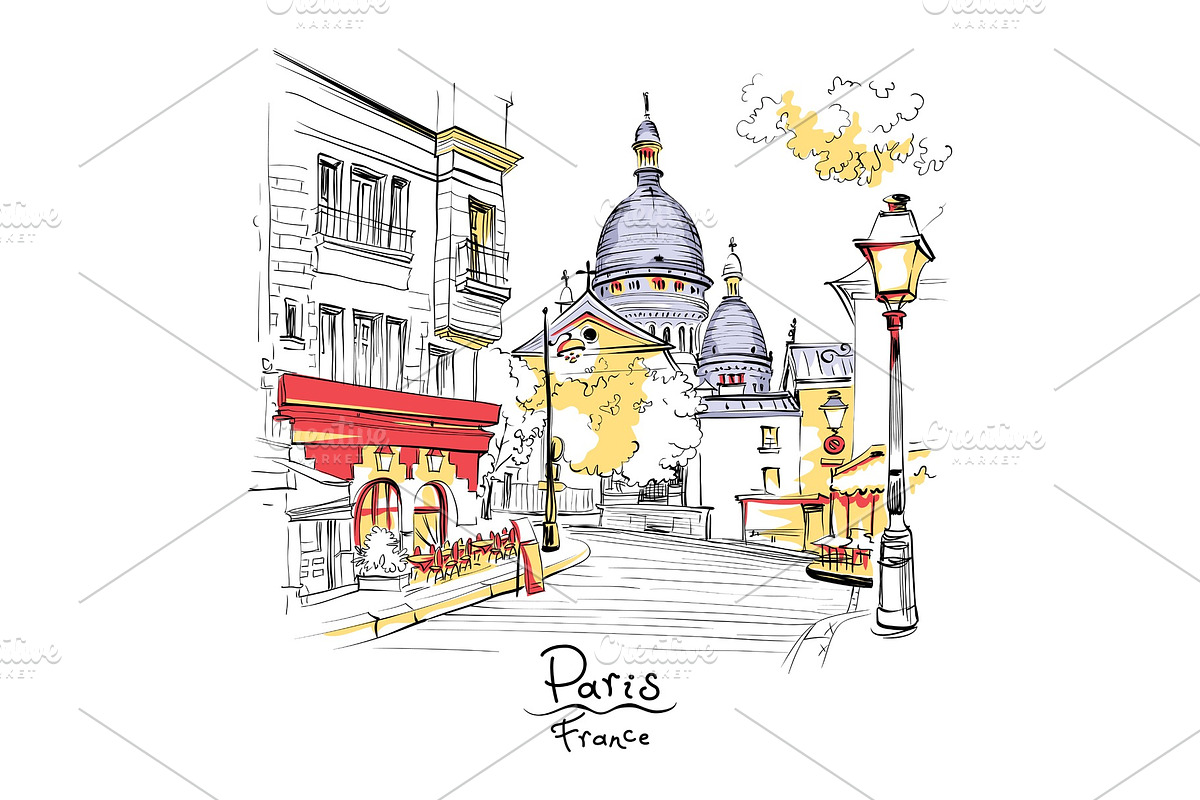 Montmartre in Paris, France in Illustrations - product preview 8