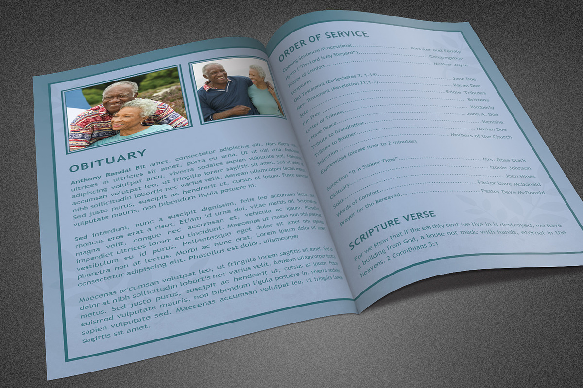 Refresh Blue Funeral Program in Brochure Templates - product preview 8