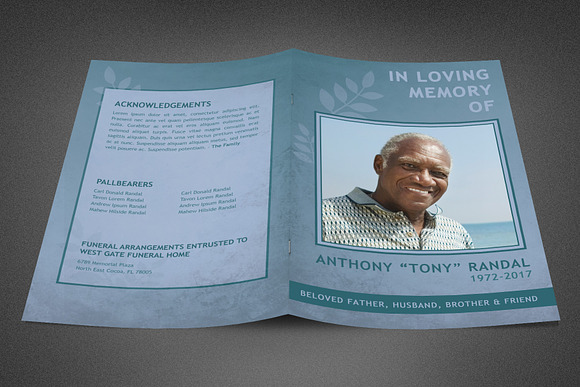 Refresh Blue Funeral Program in Brochure Templates - product preview 1