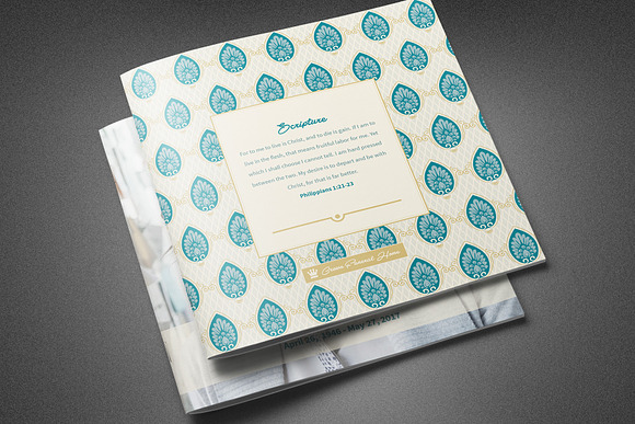 Ornamental Funeral Program Template in Brochure Templates - product preview 2