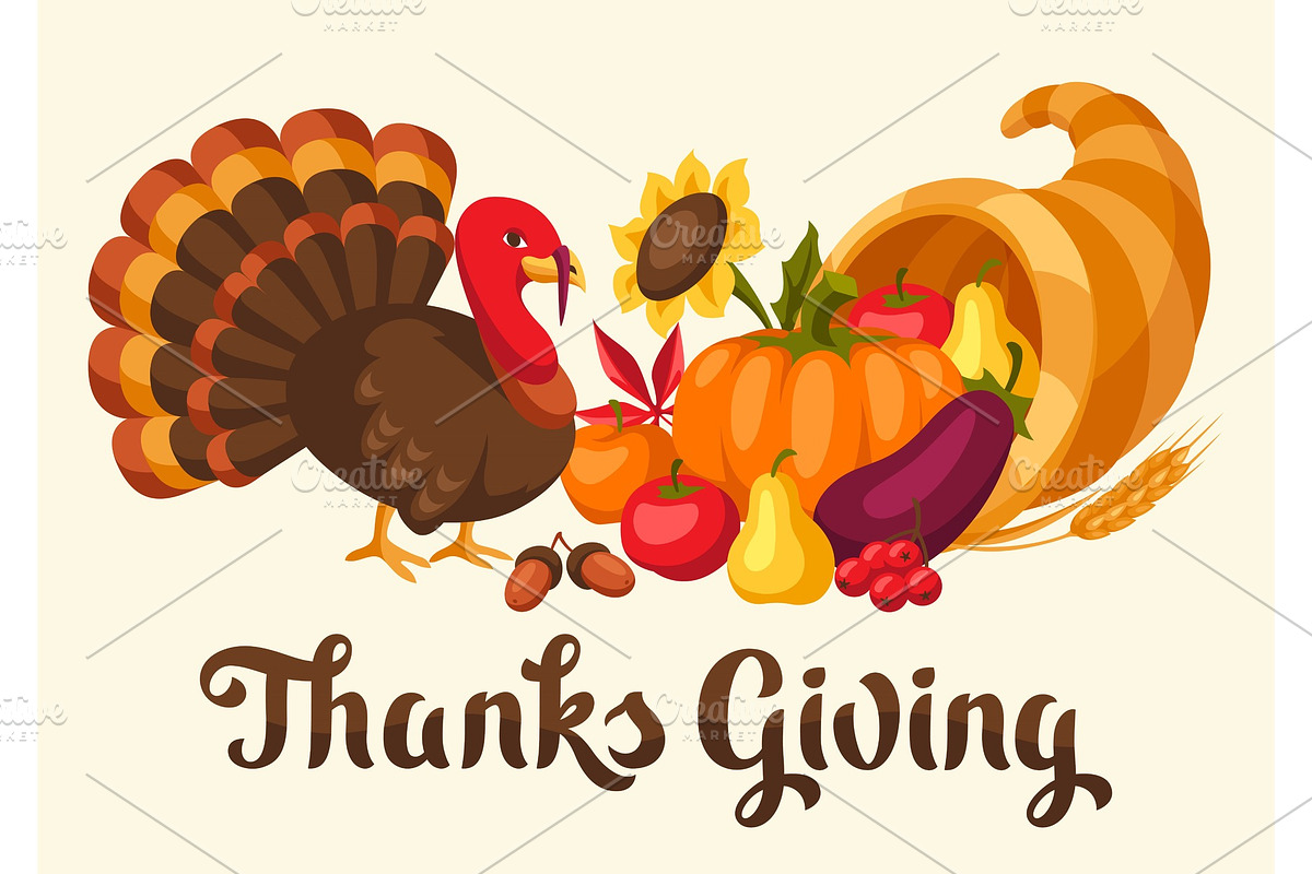 Happy Thanksgiving Day card with in Illustrations - product preview 8