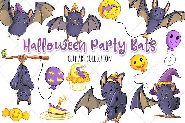Halloween Party Bats Clip Art