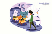 Animals School - Vector Illustration