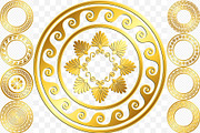 Set Golden round Greek ornament