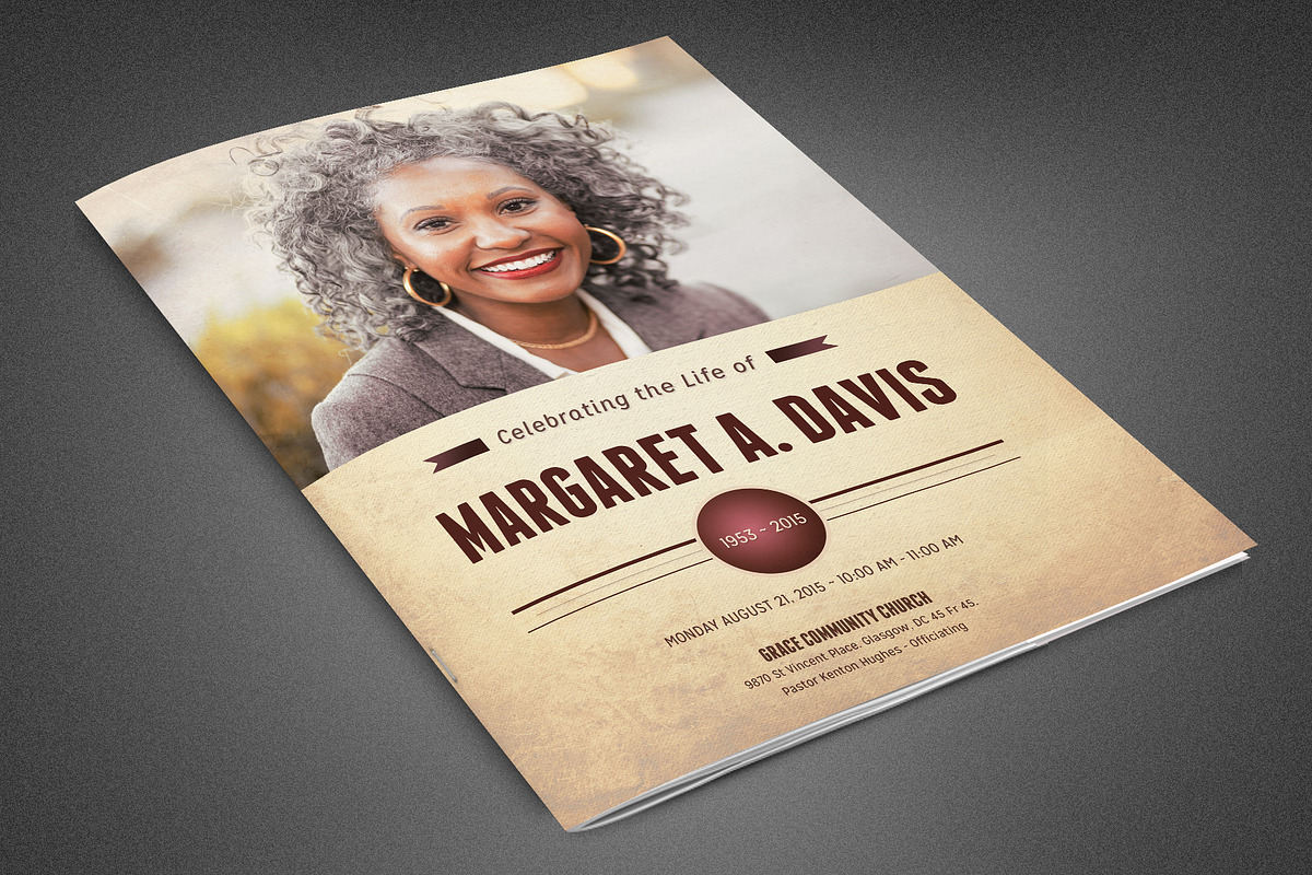 Funeral and Memorial Program in Brochure Templates - product preview 8