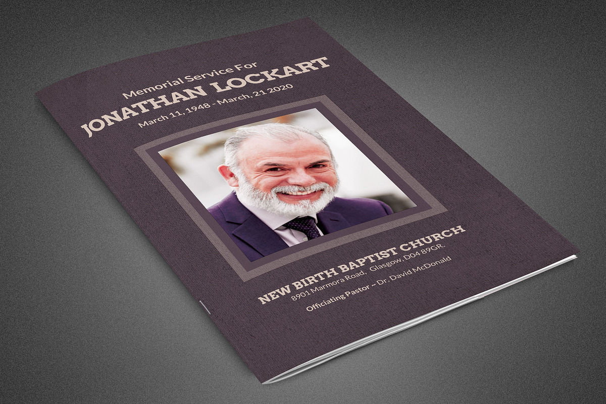 Tuscan Funeral Program Template in Brochure Templates - product preview 8