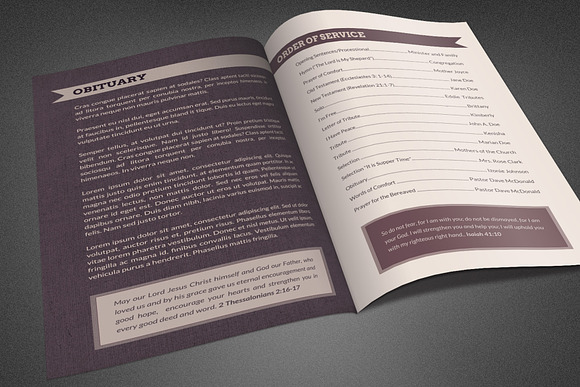 Tuscan Funeral Program Template in Brochure Templates - product preview 1