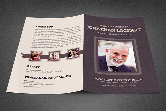 Tuscan Funeral Program Template in Brochure Templates - product preview 2