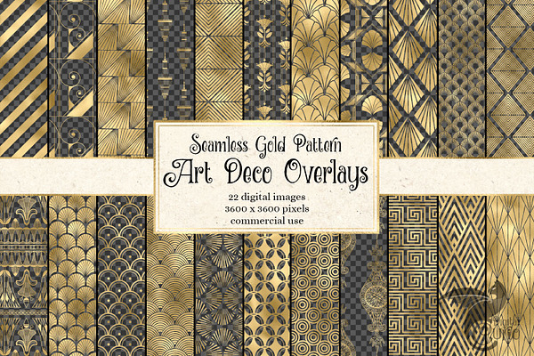 Gold Art Deco Pattern Overlays