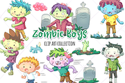 Zombie Boys Clip Art Collection