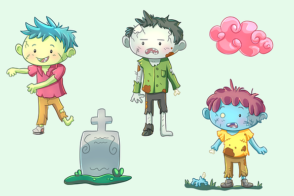 Zombie Boys Clip Art Collection in Illustrations - product preview 2