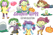 Zombie Girls Clip Art Collection