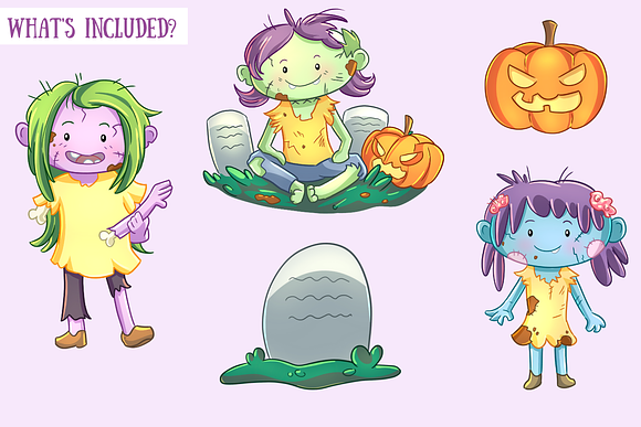 Zombie Girls Clip Art Collection in Illustrations - product preview 1