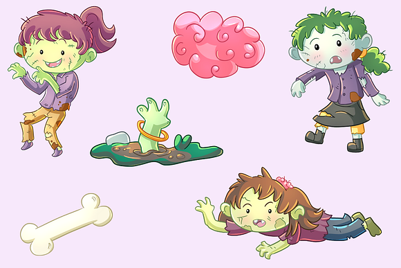 Zombie Girls Clip Art Collection in Illustrations - product preview 2