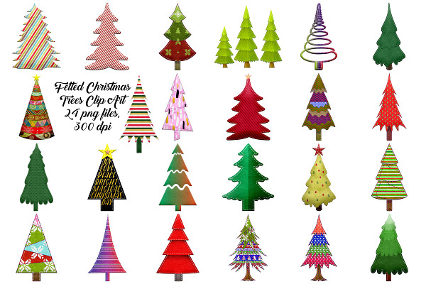 Felted Christmas Trees Clip Art
